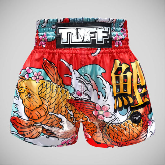 TUFF Sport MS637 Red Japanese Koi Fish Muay Thai Shorts