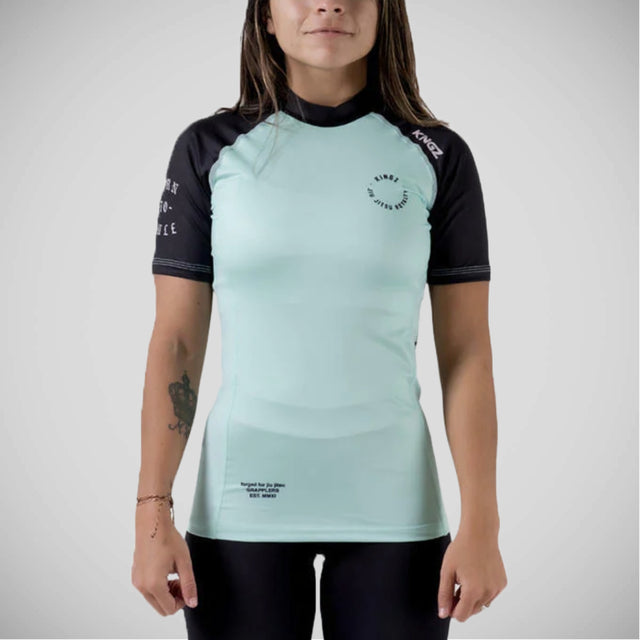 Teal Kingz Born To Rule Ladies Short Sleeve Rash Guard   