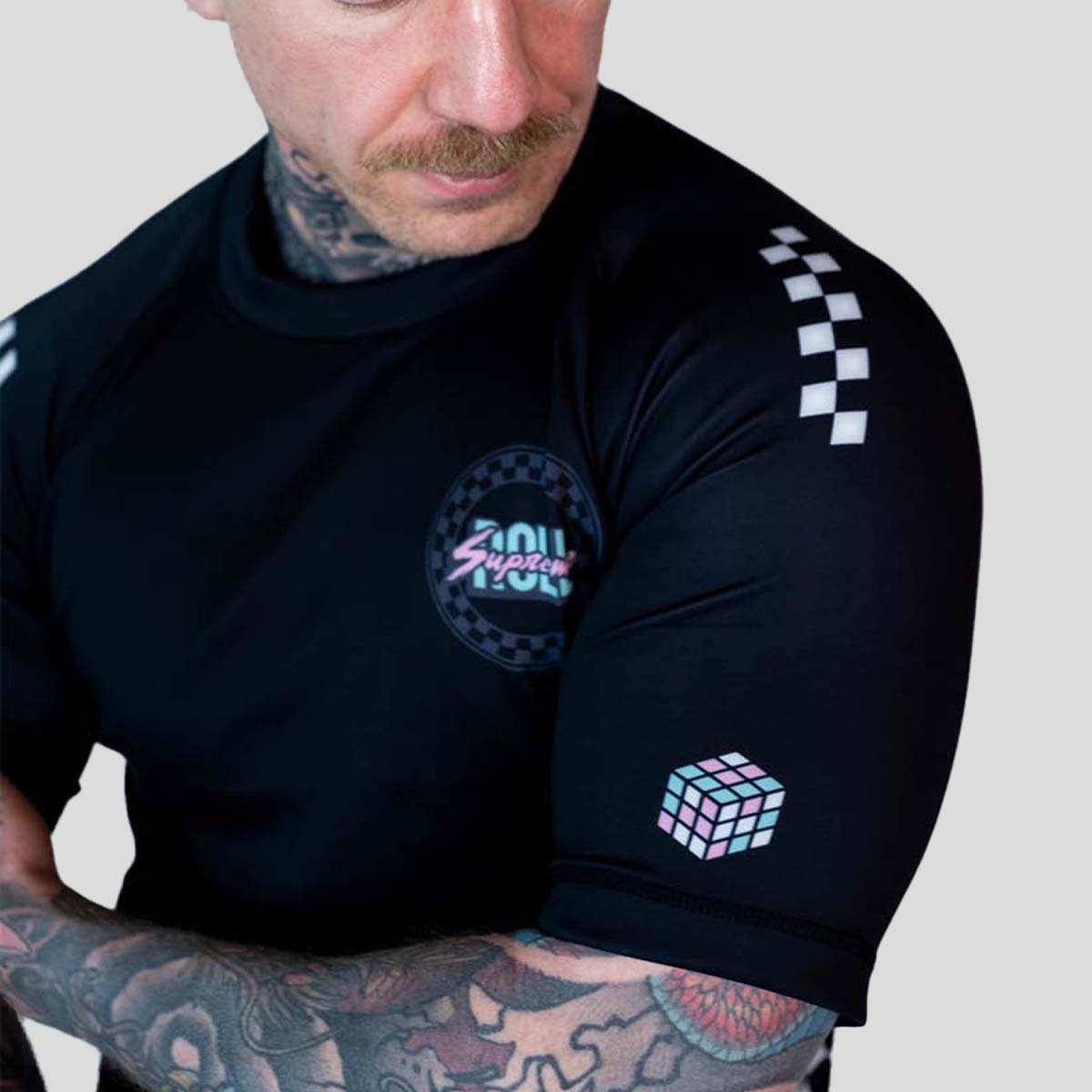 Finishers Rash Guard Roll Supreme The Finisher Short Sleeve Rash Guard Black/White from ...