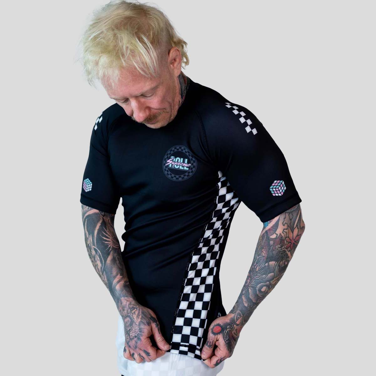 Finishers Rash Guard Roll Supreme The Finisher Short Sleeve Rash Guard Black/White from ...