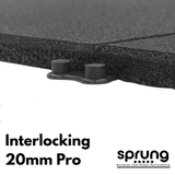 Sprung 20mm PRO Interlocking Rubber Gym Tiles - Black
