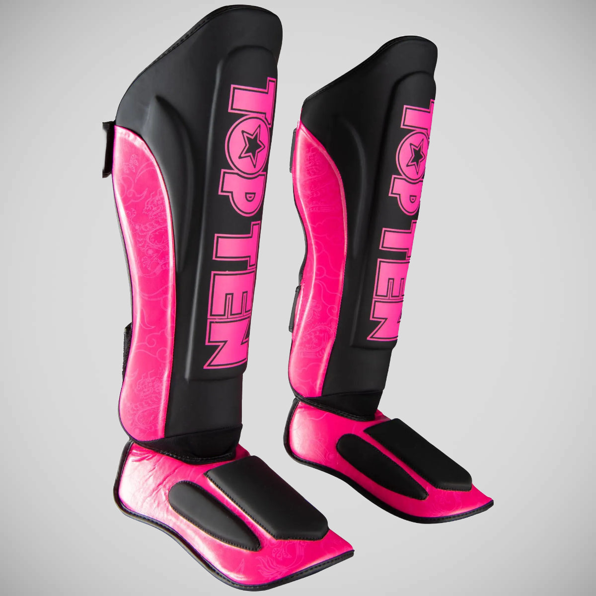 Top Ten Dragon Shin and Instep Guard Black/Pink from Made4Fighters