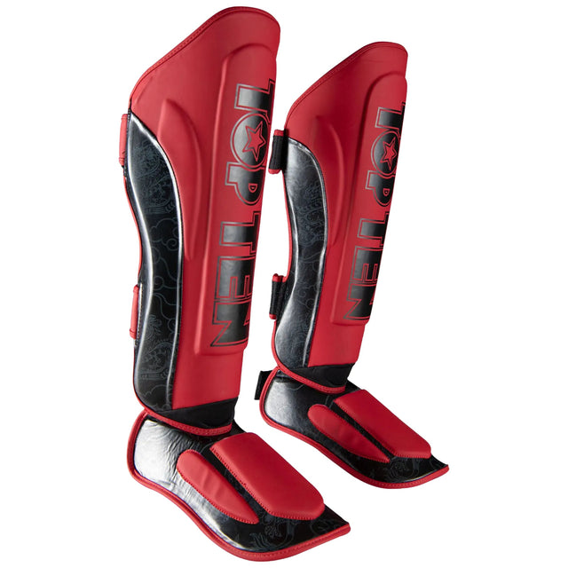 Top Ten Dragon Shin and Instep Guard Red/Black
