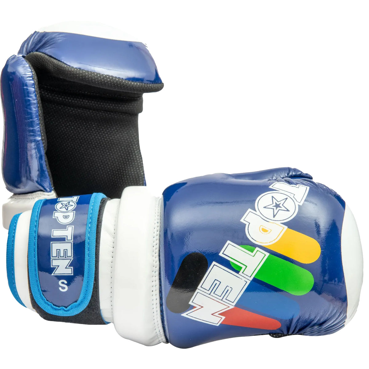 Top dez blocos brilhantes ITF Pointfighter luvas azul