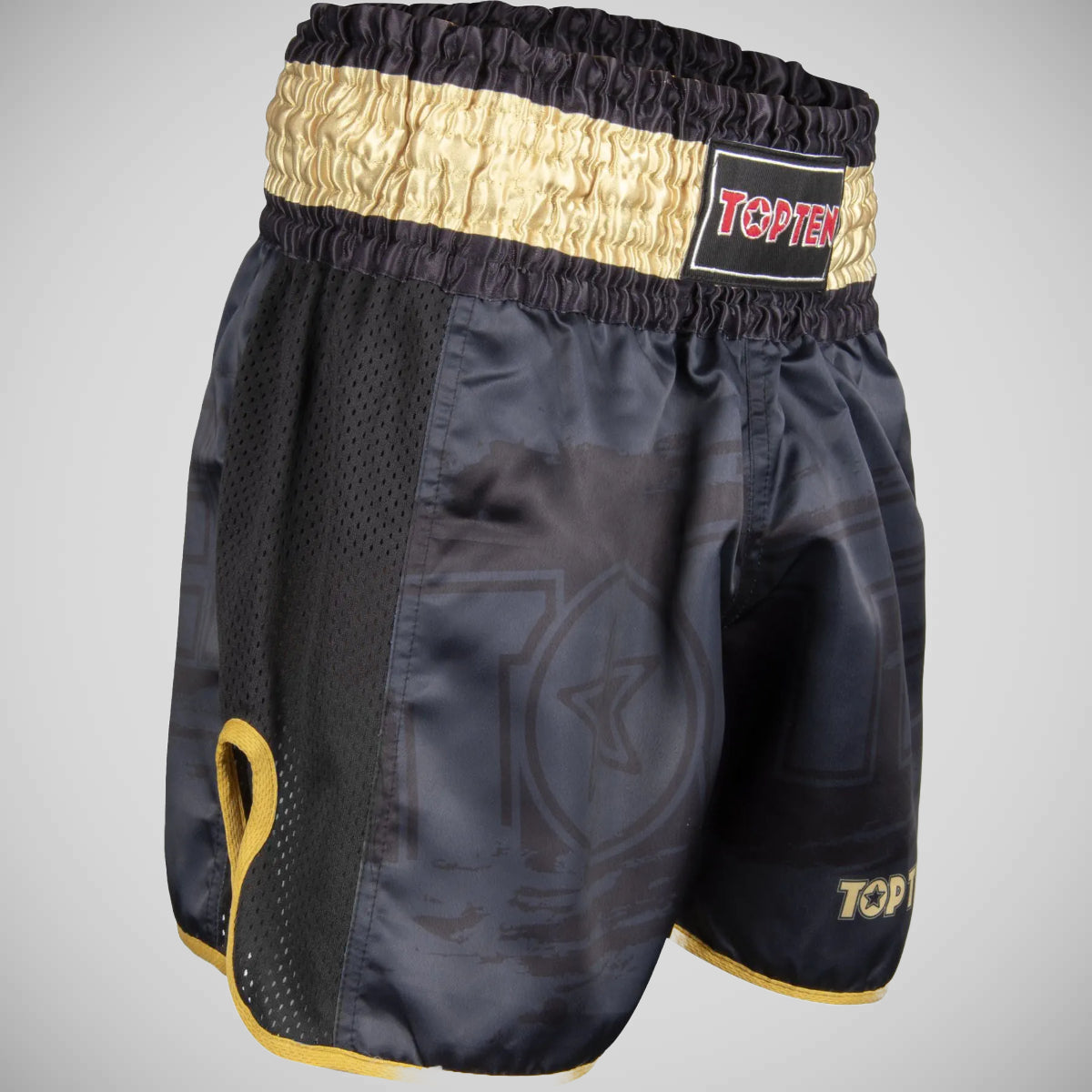 Top Ten Power Ink Kickboxing Shorts Black/Gold   