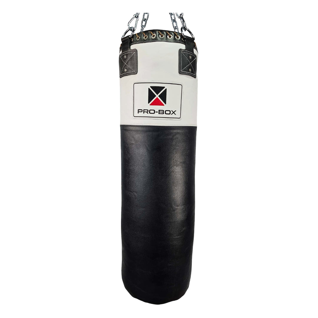 Pro-Box Leather 4ft Punch Bag Black/White