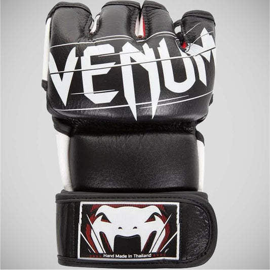 Black/White Venum Undisputed 2.0 Leather MMA Fight Gloves