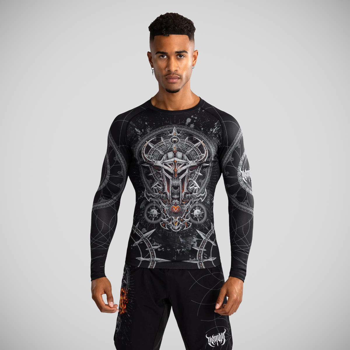 Venum Gladiator 5.0 Long Sleeve Rash Guard Black/Silver from Made4Fighters