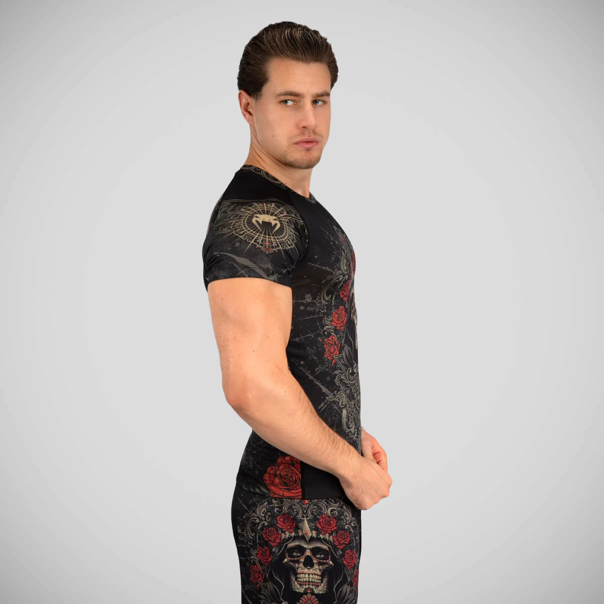 Venum Santa Muerte 5.0 Kurzarm Hautausschlagsschutz Schwarz/Gold