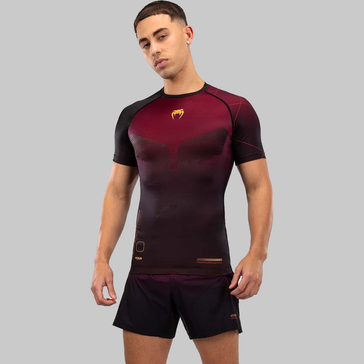 Venum Tactical XT с коротким рукавом Rash Guard Black/Burgundy/Gold