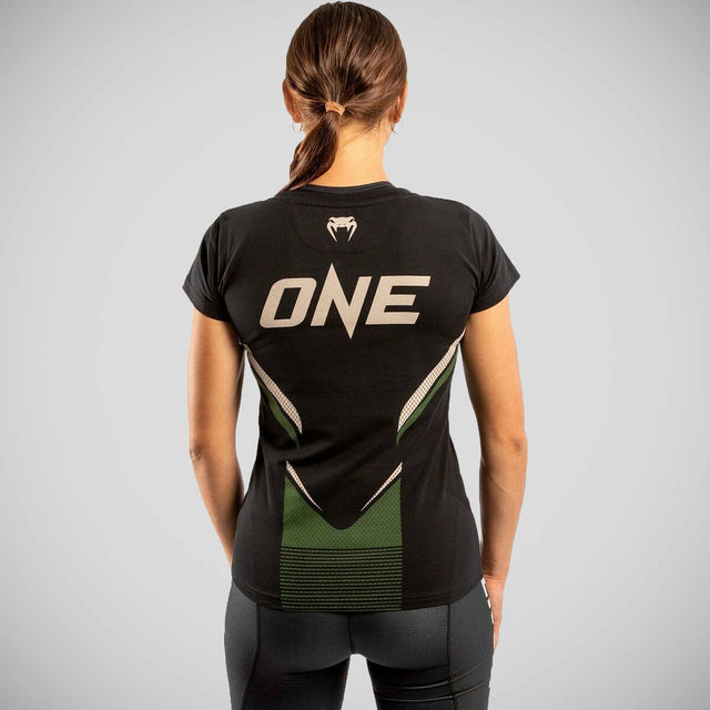 Venum Womens One FC Impact T-Shirt Black/Khaki