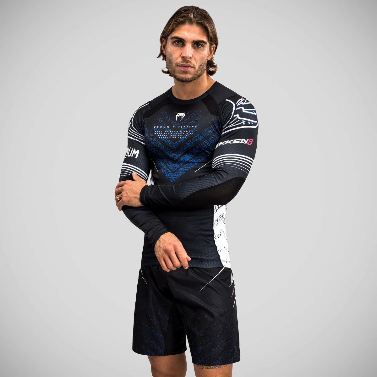 Venum X Tekken 8 Jin Kazama Rash Guard Schwarz/Weiß von