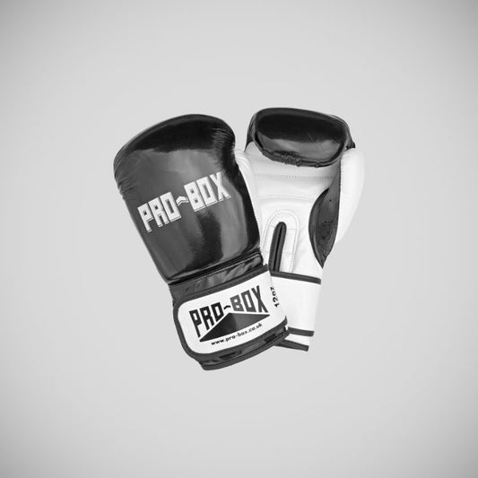 Black/White Pro-Box Club Spar Boxing Gloves