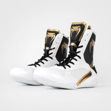 White/Black/Gold Venum Elite Boxing Shoes   