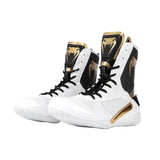 White/Black/Gold Venum Elite Boxing Shoes   