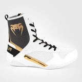 White/Black/Gold Venum Elite Boxing Shoes   