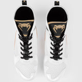 White/Black/Gold Venum Elite Boxing Shoes   