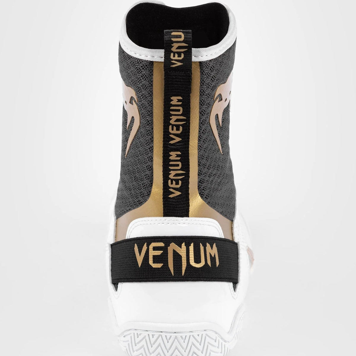 White/Black/Gold Venum Elite Boxing Shoes   