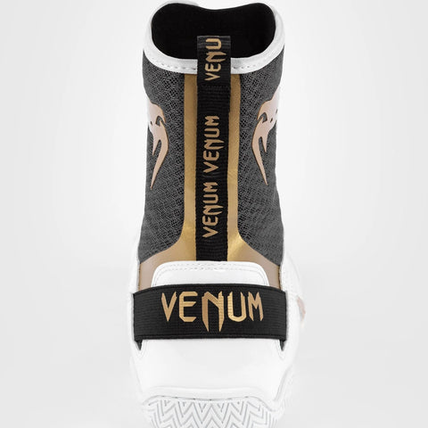 White/Black/Gold Venum Elite Boxing Shoes