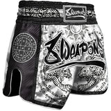 8 Weapons Sak yant tigers carbon muay thai Shorts weiß