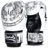 8 Weapons Sak Yant Tiger Boxing Gloves White/Black
