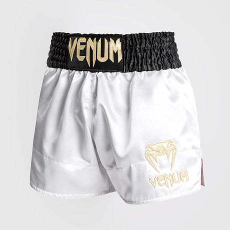 Venum Klassische Muay Thai Shorts Weiß/Schwarz/Gold