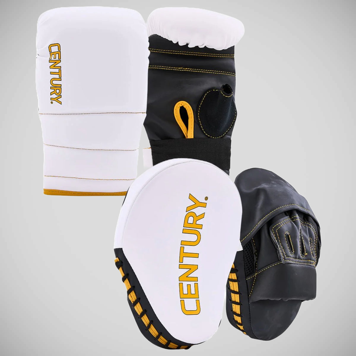 White/ Gold Century Partner Training Gloves and Mitts Combo   