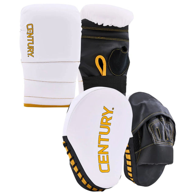 Century Partner Training Gloves and Mitts Combo White/ Gold