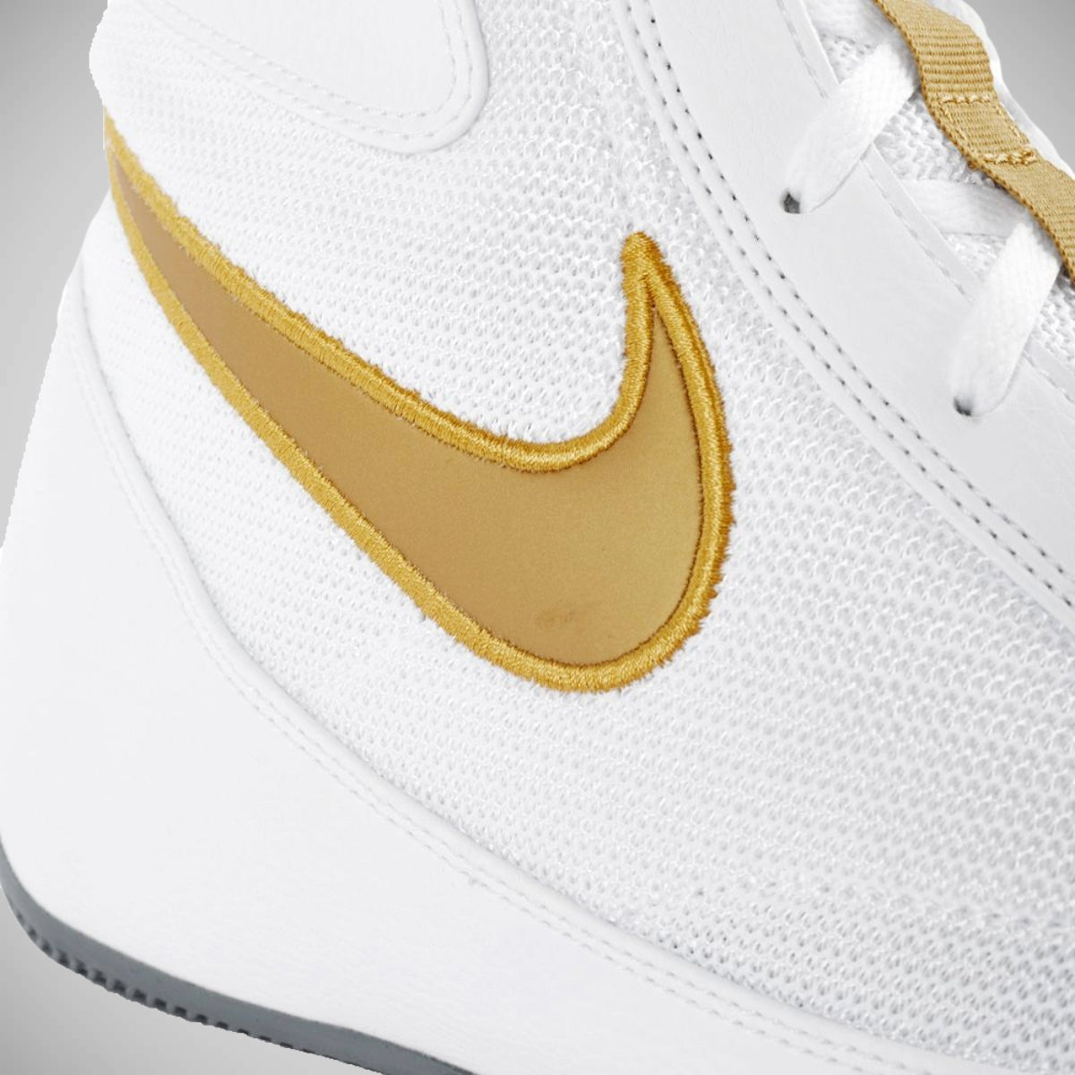 White/Gold Nike Machomai 2 Boxing Boots from Made4Fighters