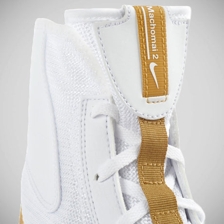 White/Gold Nike Machomai 2 Boxing Boots   