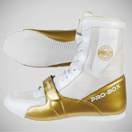 White/Gold Pro-Box Speed-Lite Boxing Boots   