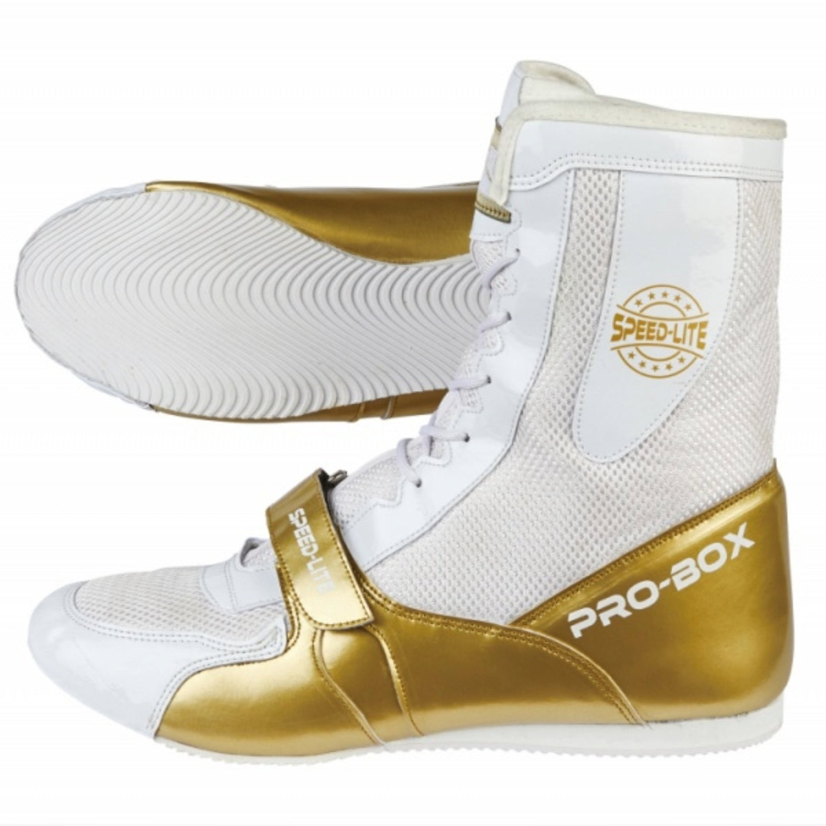 White/Gold Pro-Box Speed-Lite Boxing Boots   