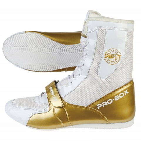 White/Gold Pro-Box Speed-Lite Boxing Boots
