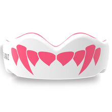 White/Pink SafeJawz Extro Pink Fangs Mouth Guard