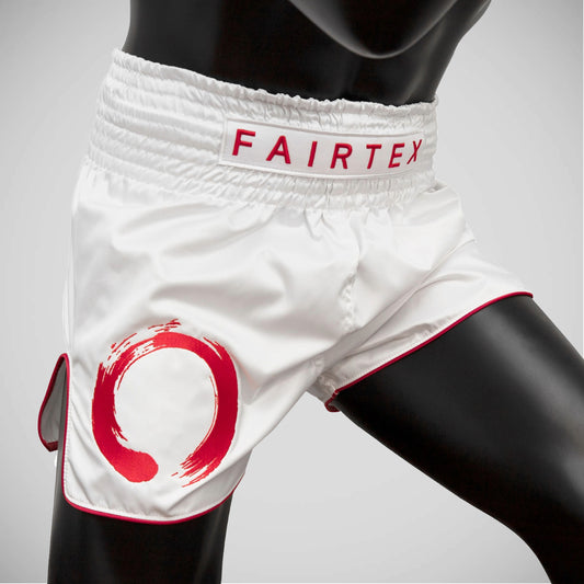 White/Red Fairtex BS1918 Enso Muay Thai Shorts