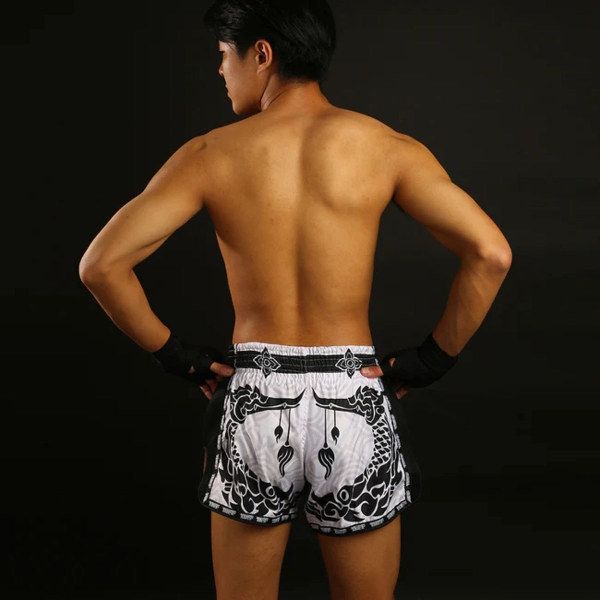 White TUFF Sport MRS201 Retro Style The Great Hongsa Muay Thai Shorts   