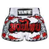 Tuff Sport MRS301 Retro -Stil Doppel Tiger Muay Thai Shorts Weiß