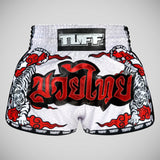 Tuff Sport MRS301 Retro -Stil Doppel Tiger Muay Thai Shorts Weiß