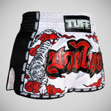 Tuff Sport MRS301 Retro -Stil Doppel Tiger Muay Thai Shorts Weiß