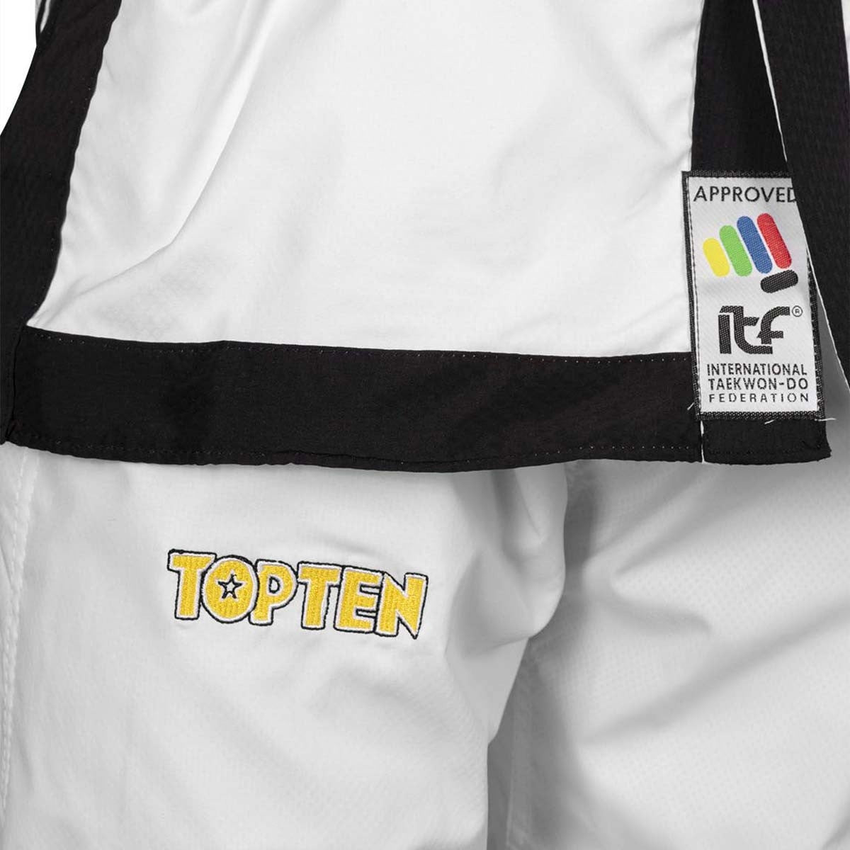 White Top Ten ITF Master Gold Edition Dobok   