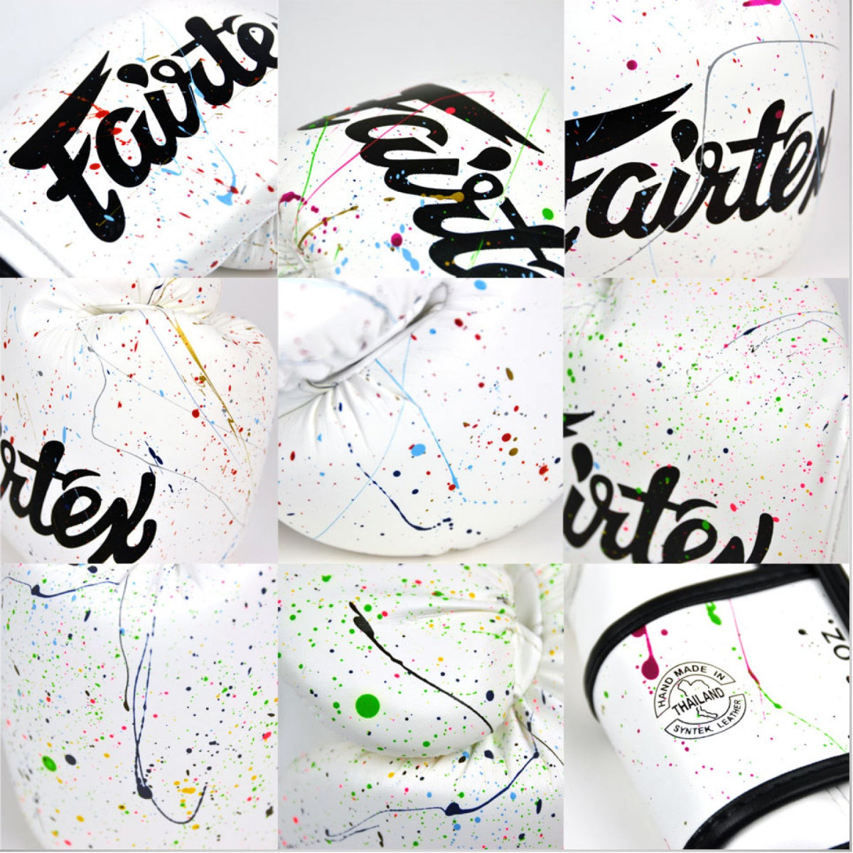 White/Black Fairtex BVG14 The Painter Boxing Gloves from Made4Fighters