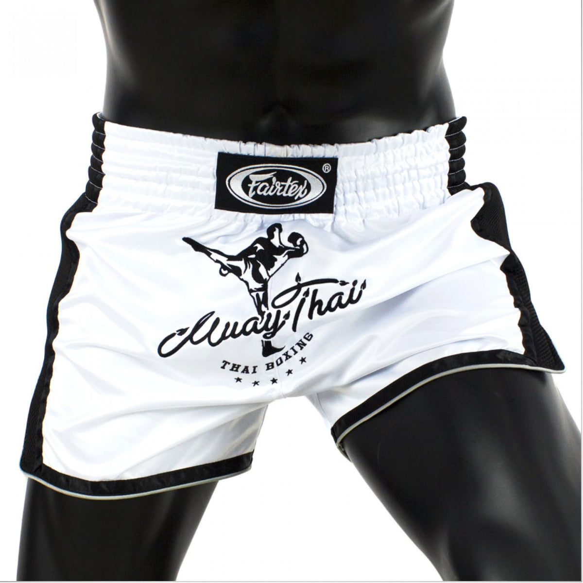Weiß Fairtex BS1707 Slim Cut Muay Thai Shorts