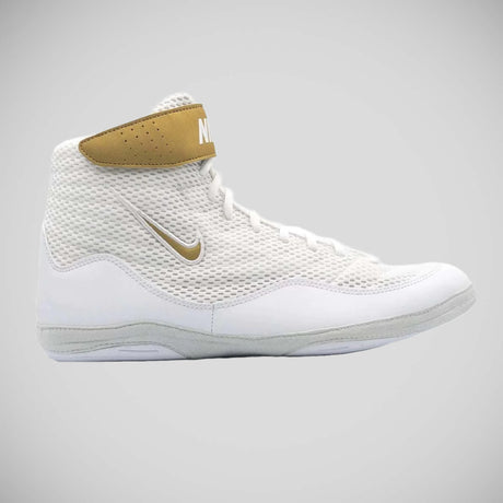 White/Gold Nike Inflict 3 Wrestling Boots   