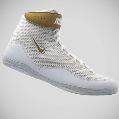 White/Gold Nike Inflict 3 Wrestling Boots
