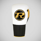 White-Gold Ringside Pro Contest Boxing Gloves   