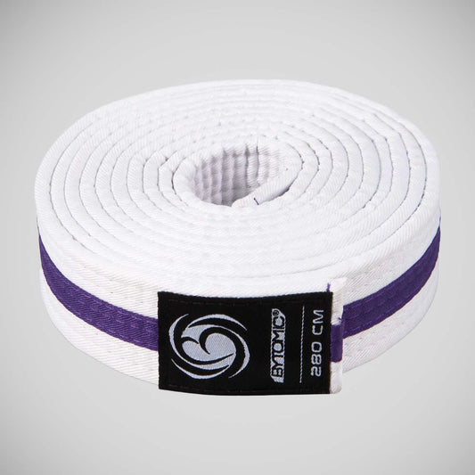 White/Purple Bytomic Striped Polycotton Martial Arts Belt Pack of 10