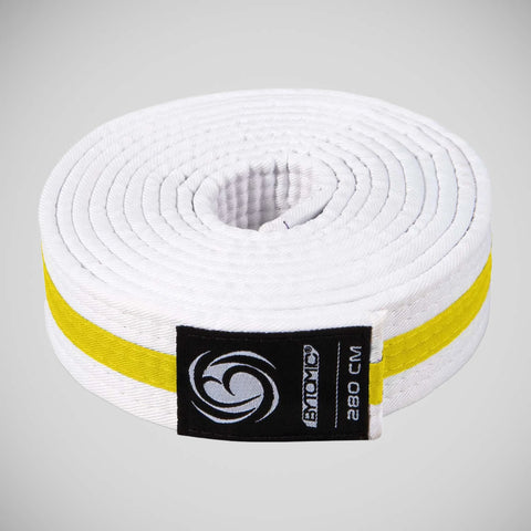 White/Yellow Bytomic Striped Polycotton Martial Arts Belt Pack of 10