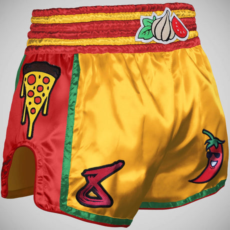 8 Weapons Muay Pizza Muay Thai Shorts Gelb