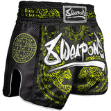 8 무기 Sak Yant Tigers Carbon Muay Thai Shorts Neon Yellow