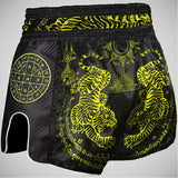 8 무기 Sak Yant Tigers Carbon Muay Thai Shorts Neon Yellow
